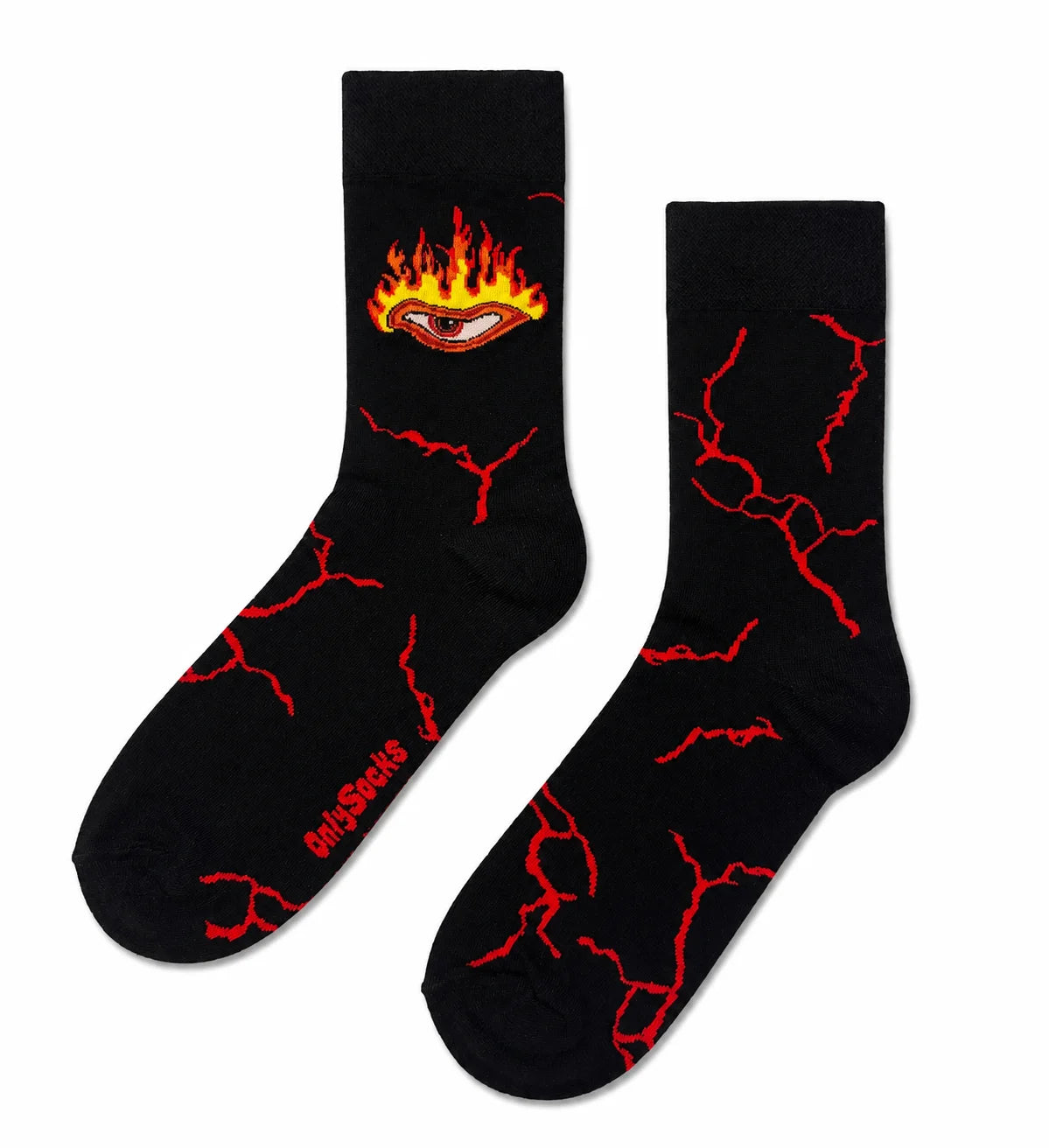 Black fire crew socks with lightning graphics