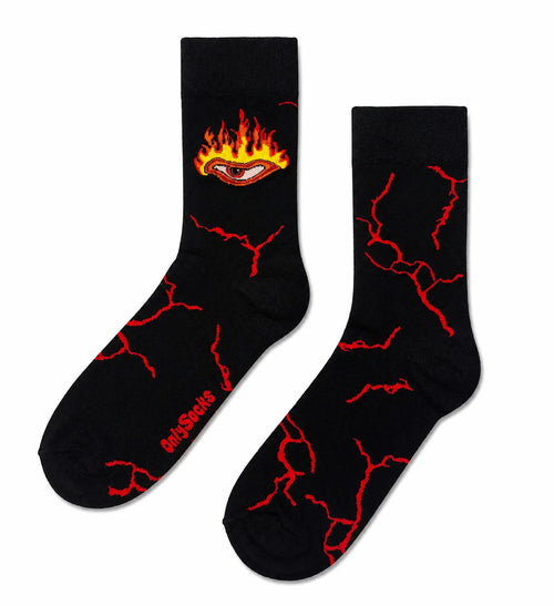 Black fire crew socks with lightning graphics