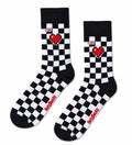 Checkered red heart crew socks